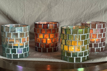 DIY Kit Tealight Candle Holder with Glass Mosaic