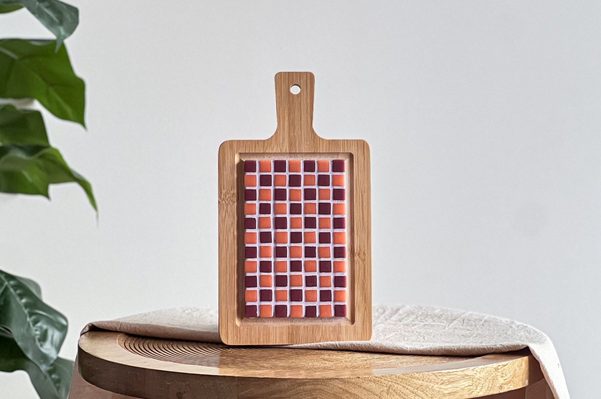 Diy pakket vierkante mozaiek mini borrelplank perzik met oud roze