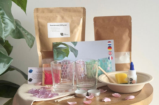 Bundel DIY Pakket Waxinelichthouders met Glasmozaïek & Kaarsenzand Incl. Lontjes