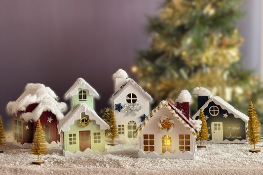 DIY Package Wooden Christmas House Green