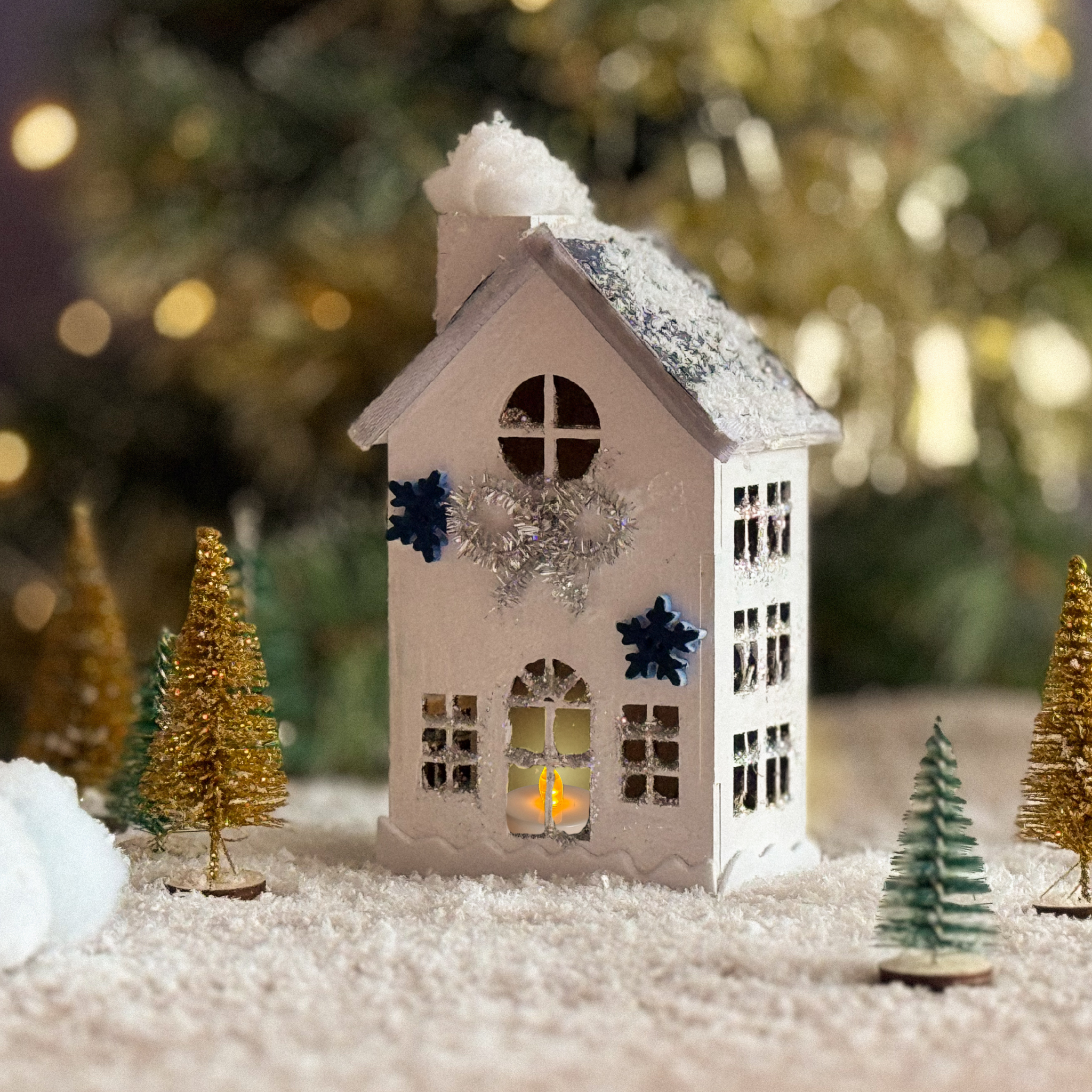 DIY Kit Wooden Christmas House White
