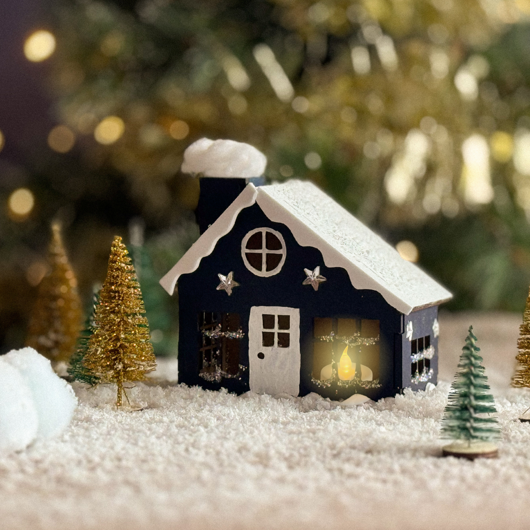 DIY Kit Wooden Christmas House Blue