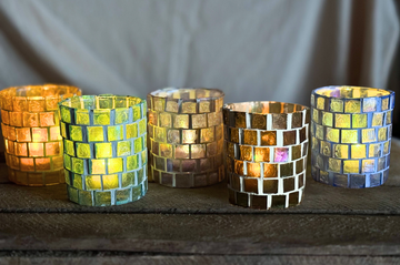 DIY Kit Tealight Candle Holder with Glass Mosaic