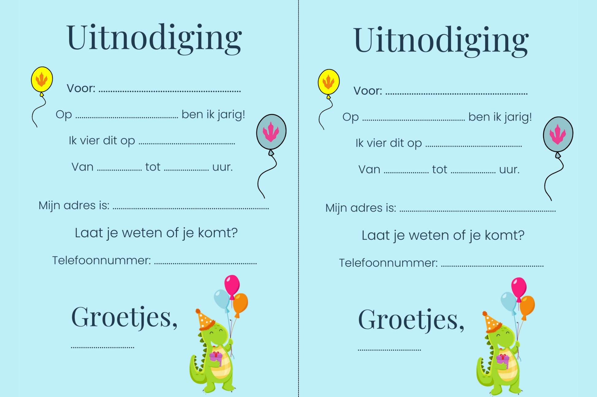 Printableuitnodigingdinokinderfeestje