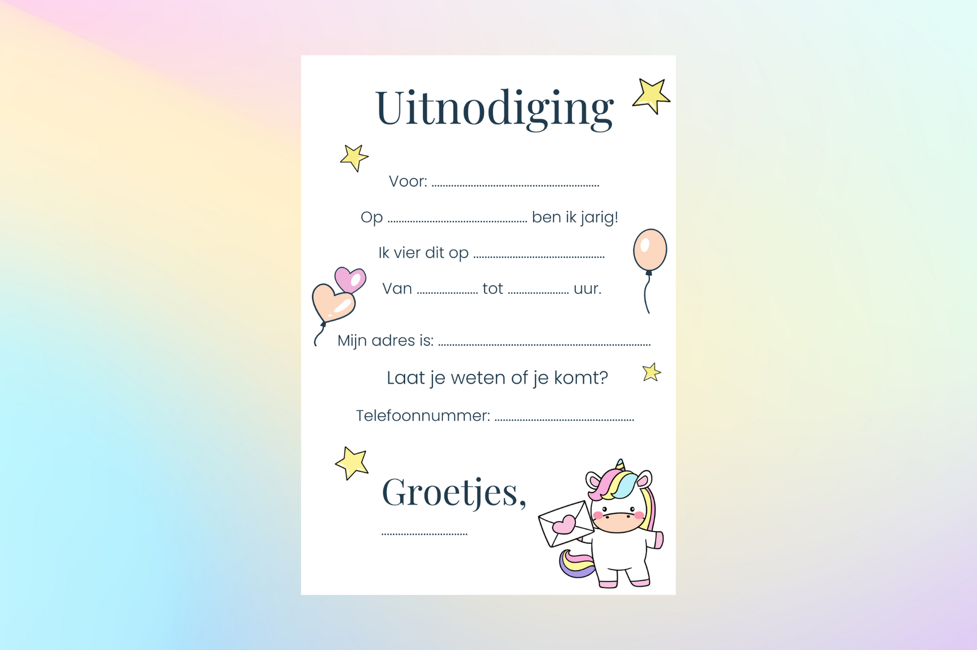 Unicorn_kinderfeest_uitnodiging