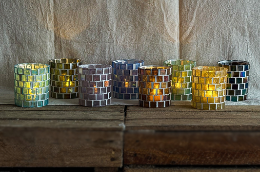 DIY Kit Tealight Candle Holder with Glass Mosaic
