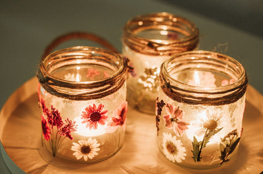 Craft Kit tealight holders with dried flowers